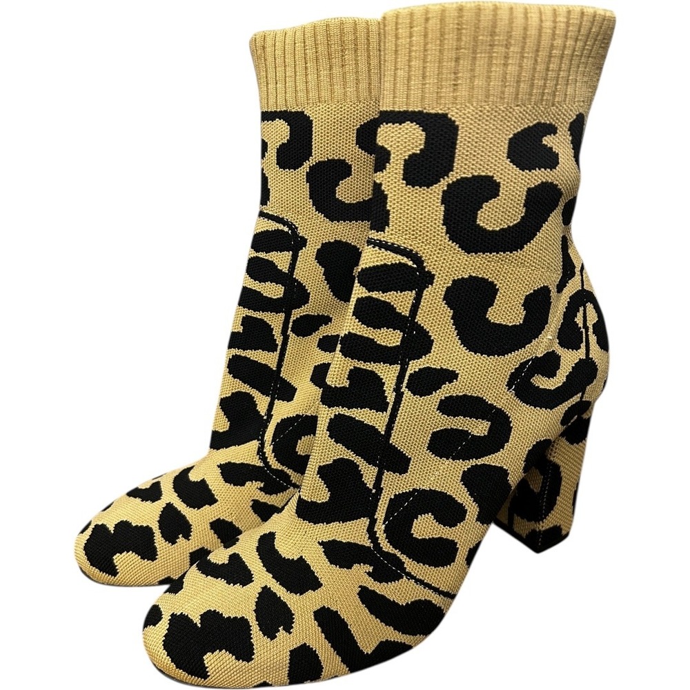 Steve Madden Leopard Print Knit Ankle Sock Boots 39/8